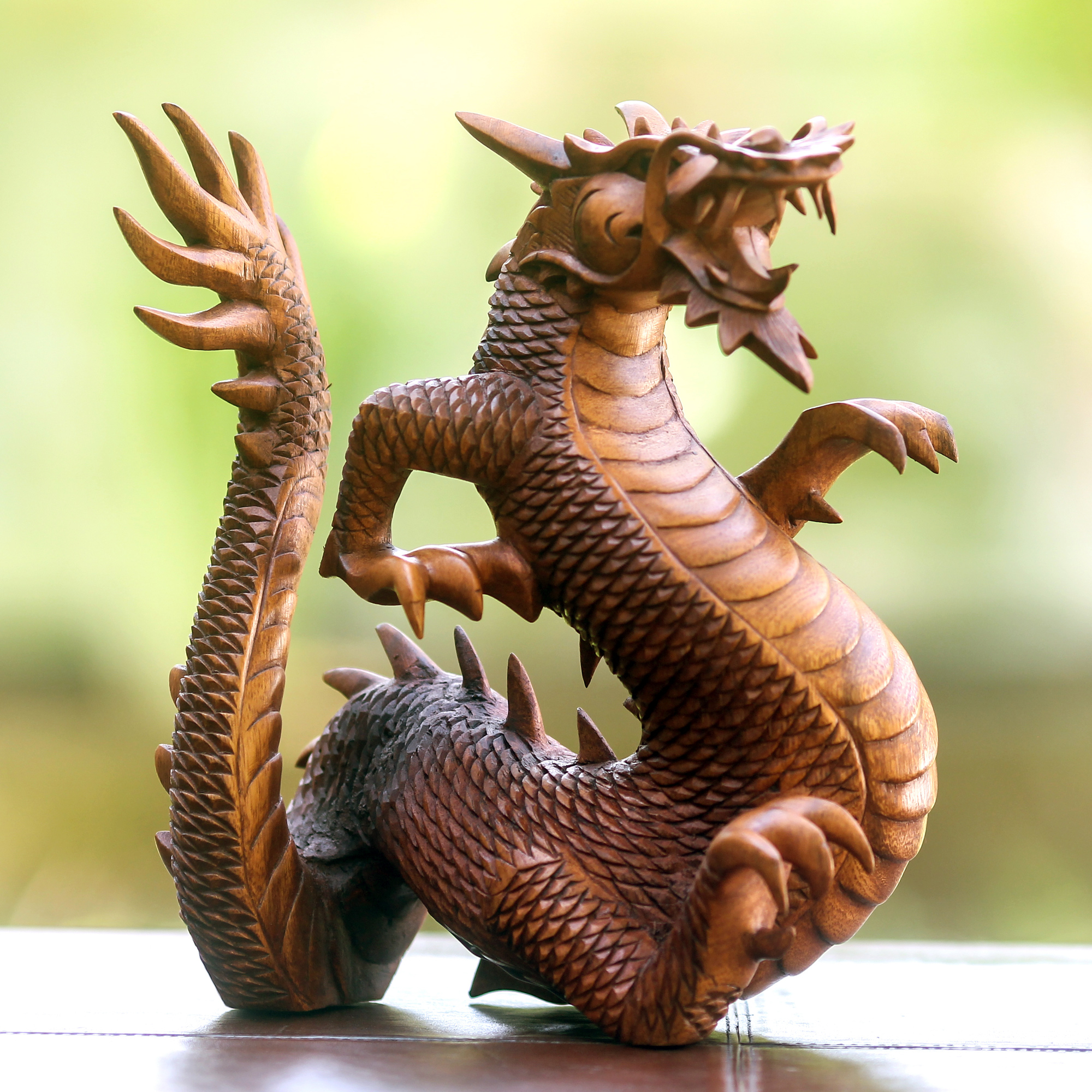 Suar Wood Carving from Indonesia, 'Legendary Dragon