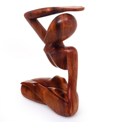 Holzstatuette – Originale Yoga-Skulptur aus Holz