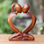 Wood statuette, 'Kiss Me Quick!' - Handcrafted Indonesian Romantic Wood Sculpture (image 2) thumbail