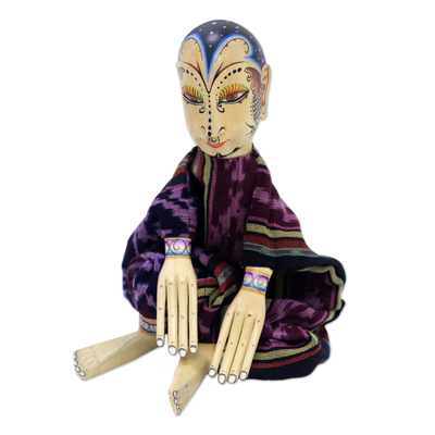 Wood display doll, 'Mystery Man' - Wood and Cotton Display Doll