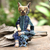 Wood display doll, 'Mystery Cat' - Wood and Cotton Decorative Display Doll (image 2c) thumbail
