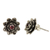 Garnet flower earrings, 'Red-Eyed Lotus' - Floral Sterling Silver Garnet Earrings (image 2b) thumbail