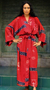 Women's batik robe, 'Cardinal Red' - Women's Artisan Crafted Batik Patterned Robe thumbail