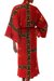 Women's batik robe, 'Cardinal Red' - Women's Artisan Crafted Batik Patterned Robe (image 2b) thumbail