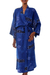 Women's batik robe, 'Deep Blue Sea' - Hand Crafted Women's Batik Patterned Robe (image 2a) thumbail