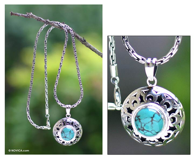 Turquoise necklace, 'Ocean Eye' - Turquoise necklace