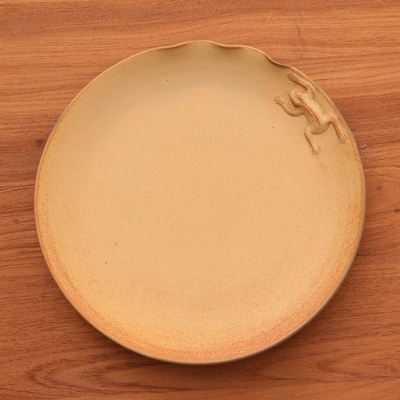 Ceramic plate, 'Rain Frog' - Handmade Ceramic Plate