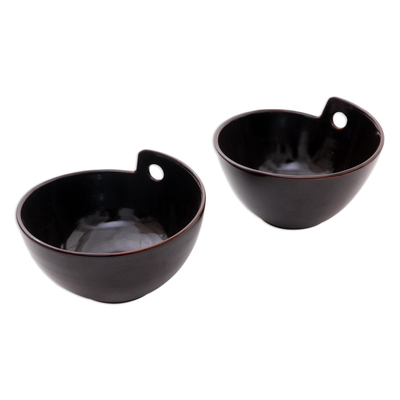 Keramikschalen, (Paar) - Keramikschalen mit Essstäbchenablagen (Paar)