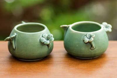 Ceramic bowls, Frangipani Flowers (pair)