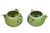 Ceramic bowls, 'Frangipani Flowers' (pair) - Green Floral Ceramic Bowls (Pair) (image 2a) thumbail