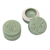 Ceramic condiment jars, 'Lotus and Dragonfly' (pair) - Dragonfly Theme Condiment Jars in Green Ceramic (Pair) (image 2c) thumbail