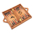 Wood backgammon set, 'Inner Secrets' - Folding Hand Carved Backgammon Set thumbail