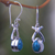 Turquoise dangle earrings, 'Temptations' - Sterling Silver Turquoise Dangle Earrings (image 2c) thumbail