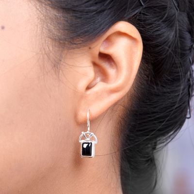 Ohrhänger aus Onyx - Moderne Ohrhänger aus Onyx-Sterlingsilber