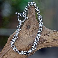 Men's sterling silver bracelet, 'Eight Motif' - Men's Sterling Silver Link Bracelet