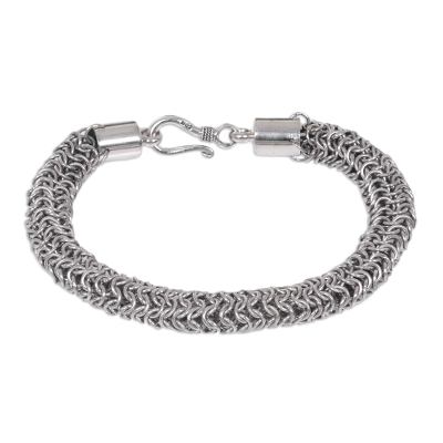 Sterling silver braided bracelet, 'Togetherness' - Handmade Sterling Silver Bracelet from Indonesia
