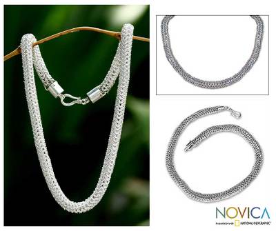 Sterling silver chain necklace, 'Links Together' - Sterling Silver Chain Necklace from Indonesia