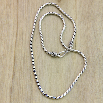 Sterling silver chain necklace, Silver Sleek
