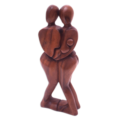 Wood sculpture, 'Happy Family' - Suar Wood Sculpture