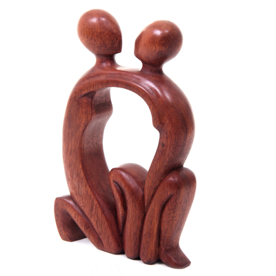Wood statuette, 'Marriage' - Handmade Romantic Wood Sculpture