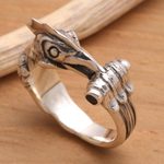 Men's amethyst ring, 'Rooster' - Handcrafted Men's Sterling Silver and Amethyst Ring