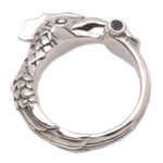 Men's amethyst ring, 'Rooster' - Handcrafted Men's Sterling Silver and Amethyst Ring