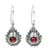 Garnet dangle earrings, 'Heart of Peace' - Sterling Silver Garnet Dangle Earrings thumbail