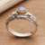 Gold accent rainbow moonstone solitaire ring, 'Swirls and Twirls' - Silver and Rainbow Moonstone Solitaire Ring (image 2) thumbail