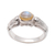 Gold accent rainbow moonstone solitaire ring, 'Swirls and Twirls' - Silver and Rainbow Moonstone Solitaire Ring thumbail