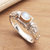 Gold accent rainbow moonstone solitaire ring, 'Swirls and Twirls' - Silver and Rainbow Moonstone Solitaire Ring (image 2b) thumbail