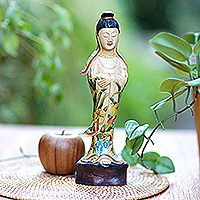 Wood statuette, 'Beautiful Kwan Im'