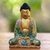Wood statuette, 'Buddha of Paradise' - Hand Painted Wood Sculpture (image 2) thumbail