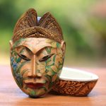 Wood jewelry box, 'Flower Man of Bali' - Wood jewelry box