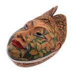 Wood jewelry box, 'Flower Man of Bali' - Wood jewelry box
