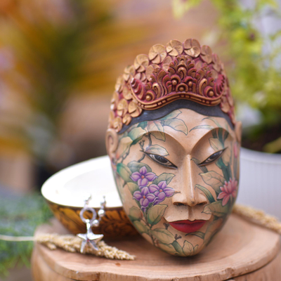 Wood Jewellery box, 'Flower Woman of Bali' - Wood Jewellery box