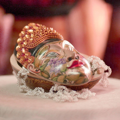 Wood jewelry box, 'Flower Woman of Bali' - Wood jewelry box