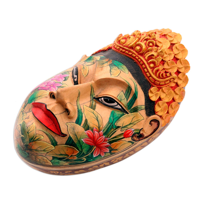 Wood jewelry box, 'Flower Woman of Bali' - Wood jewelry box