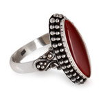 Carnelian ring, 'Fire and Courage' - Sterling Silver and Carnelian Ring