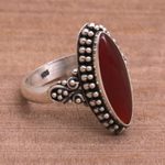 Carnelian ring, 'Fire and Courage' - Sterling Silver and Carnelian Ring