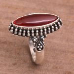 Carnelian ring, 'Fire and Courage' - Sterling Silver and Carnelian Ring