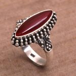 Carnelian ring, 'Fire and Courage' - Sterling Silver and Carnelian Ring