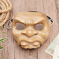 Wood mask, 'Call the Clown' - Wood mask