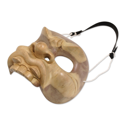 Wood mask, 'Call the Clown' - Wood mask