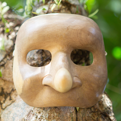 Máscara de madera - Máscara teatral de madera de hibisco