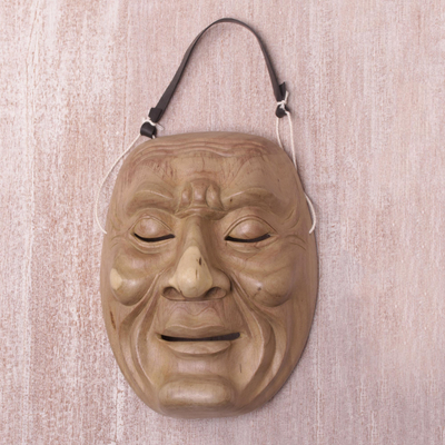 Wood mask, 'Anger' - Hand Carved Wood Theatrical Mask