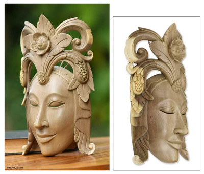 Wood mask, 'Crowned in Glory' - Wood mask