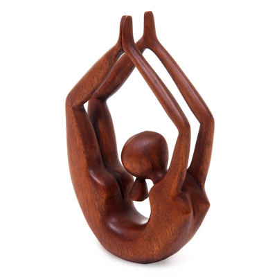 Wood sculpture, 'Lithe Gymnast' - Wood sculpture