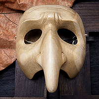 Wood mask, 'Long Nosed Clown' - Wood mask