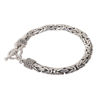 Men's Sterling Silver Bracelet - Silver Dragon | NOVICA