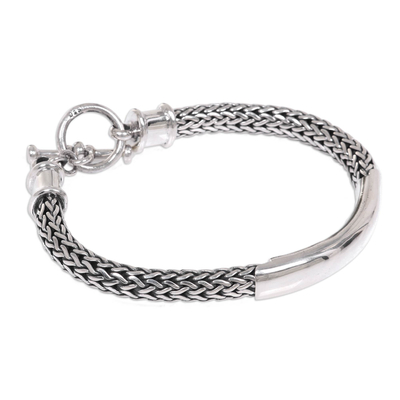 Men's sterling silver braided bracelet, 'Silver Classic' - Sterling Silver Chain Bracelet from Indonesia